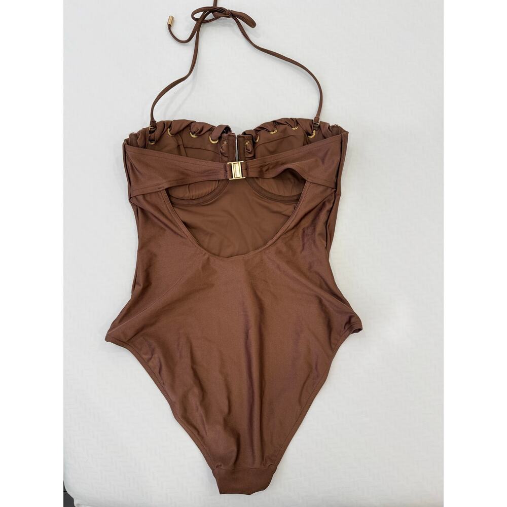 Zimmermann Devi Eyelette Balconette One Piece Chocolate Size 2 NWT - Picture 5 of 7